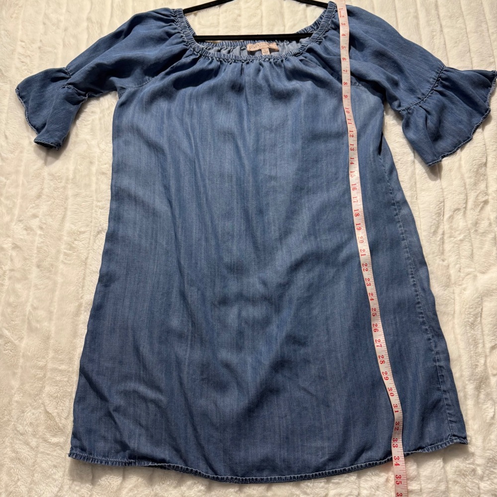 Philosophy Republic Clothing Blue Tencel Bell Sleeve Off Shoulder Dress Large - Picture 12 of 12